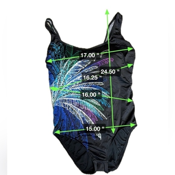 One piece Swimsuit plus 16 Swim Solutions Tummy Control shaper Bra support 3424 - Picture 11 of 15